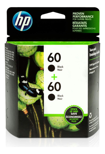 Hp 60 Negro Cartuchos De Tinta Originales, Pack De 2 (cz071f