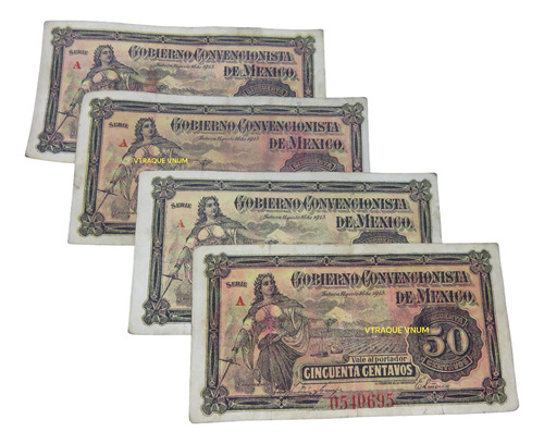 Billete 50 Centavos Gobierno Convencionista 1915 