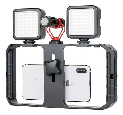 Estabilizador De Celular Telefono Bluetooth Tripode Estabilizador Gimbal Con Focos Led Y Micrófono Kit De Grabacion Y Creación De Contenido Soporte Para Celular Estabilizador Tipo Ulanzi