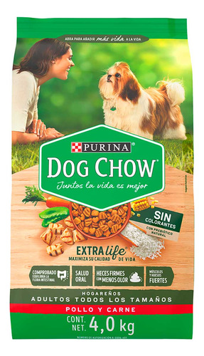 Purina Dog Chow Adulto Hogareños Sin Colorantes Bolsa De 4kg