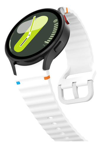 Pulseira Fecho Silicone Respirável Para Galaxy Watch 4 5 6 7 Cor Branco