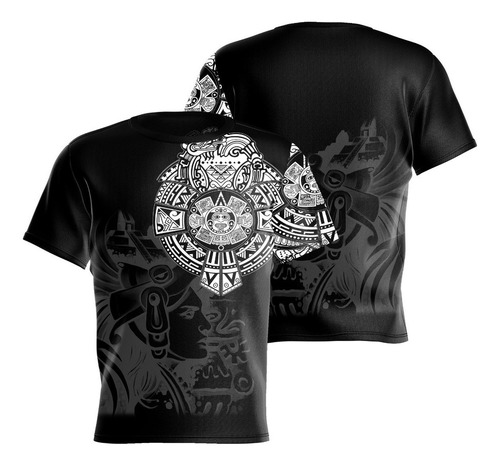 Playera Pd08 Con Diseño Azteca Maya Mexicano, Negro