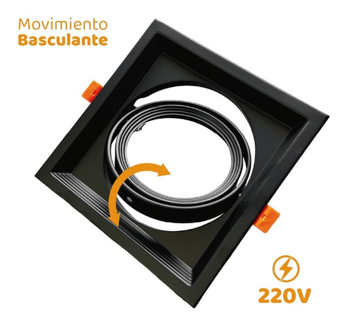 Imagen 4 de 10 de Spot Embutir Led Ar111 Cuadrado Movil Aluminio Gu10 220v
