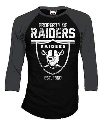 Las Vegas Raiders Playeras Manga 3/4 Para Hombre Y Mujer D03