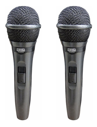 2 Microfonos Karaoke Mano Dinámicos Con Cable Moon Pro M23