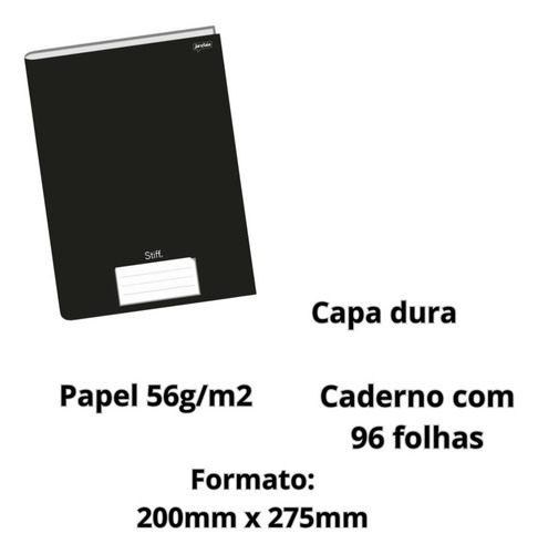 Caderno Universitario Brochurão 96f Stiff Preto Cd C/02un