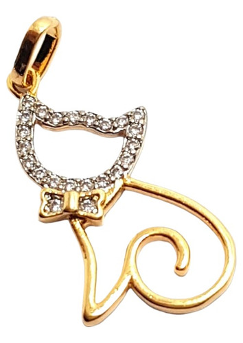 Dije Gato De Oro Laminado 18k Mujer Con Cristales Bellanel 