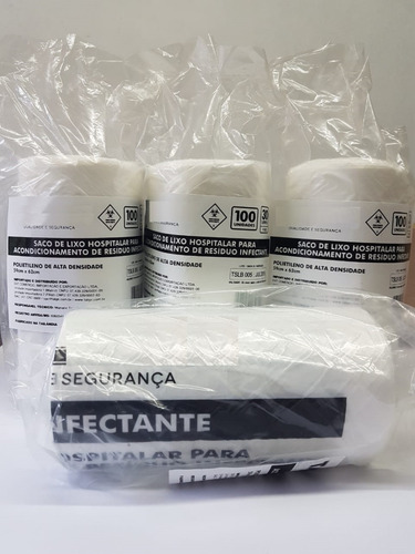 Imagem 2 de 2 de Sacos Para Lixo Hospitalar Infectante 50 Litros - 100 Und