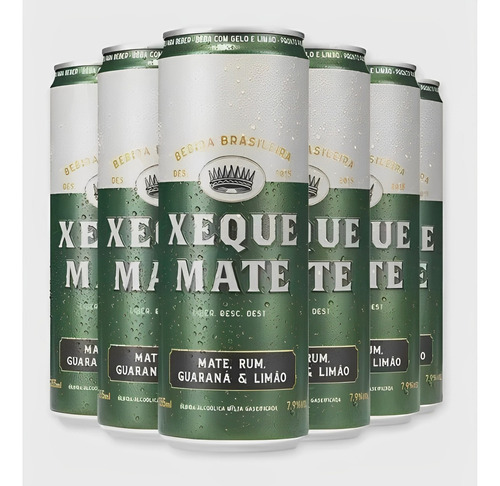 Kit 6 Latas Bebida Xeque Mate Draft Rum 355ml Saboroso Limão