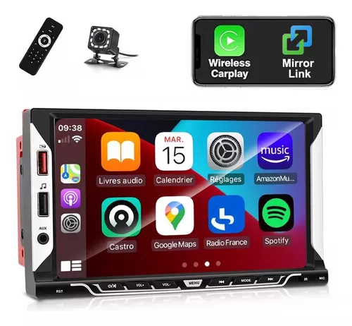 Hodozzy Estéreo de coche de un solo DIN pantalla táctil de 7 pulgadas con  Apple Carplay Android Auto Bluetooth 5.1 Radio de coche 1 DIN Soporte  Espejo