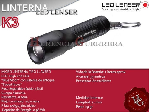 Imagen 2 de 8 de Linterna Led Lenser K3 Aluminio 15 Lumens Llavero