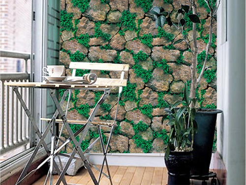 Imagen 4 de 6 de Papel Tapiz Piedras Rocas Con Plantas Adhesivo Pared