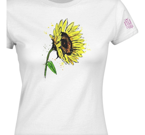 Camiseta Estampada Girasol Planta Inp Dama Mujer Idk 