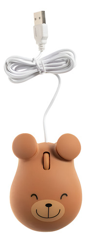 Mouse Ideal Para Niños Forma De Animal Oso Tierno Cable Usb Marrón Claro