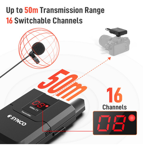 Sistema De Microfone Sem Fio Synco Wmic-t1 Uhf (1 Transmisso