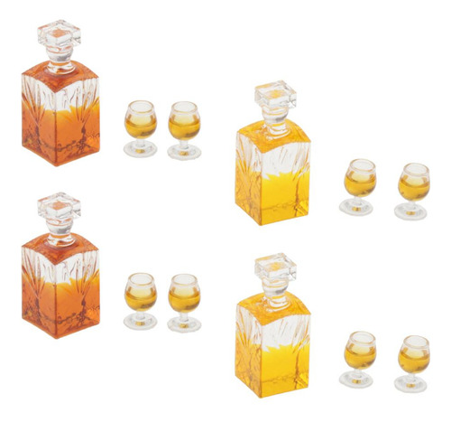 4 Piezas Botellas De En Miniatura Y Copas Para Casas De A