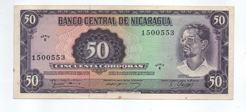 Billete Nicaragua 50 Cordobas 1979