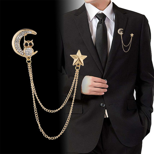 Retro Broche Con Cadena Broche De Hombre Boda Adornos Para /