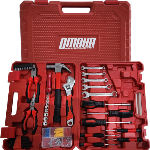 Set Herramientas Manuales 105 Pz Llave Martillo Pinzas Punta Color Naranja Oscuro