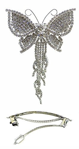 Crystal White Butterfly Barrette Con Tassos Ad860149050