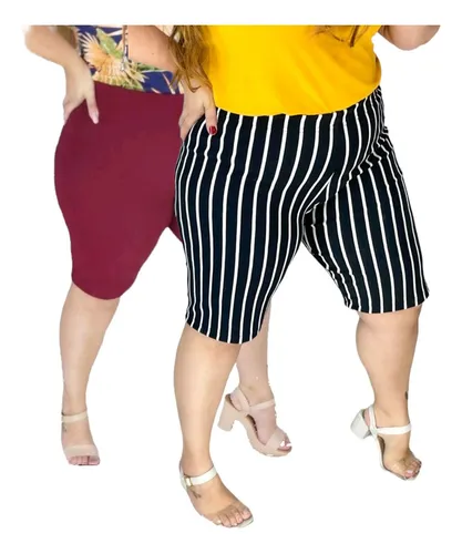 Kit Com 2 Bermudas Feminina Gorgur o Plus Size 36 Ao 60 MercadoLivre