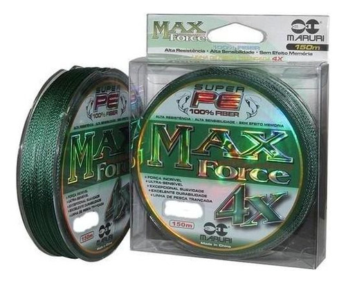 Linha Multifilamento Max Force 4x Maruri 0,34mm 48lb 150m Cor Verde