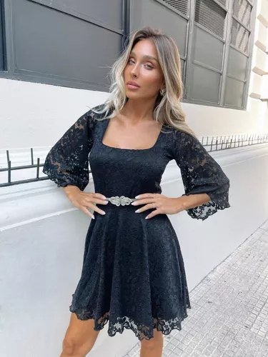 Vestido Negro Escote Cuadrado Con | MercadoLibre 📦