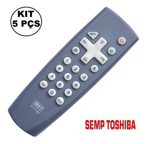 Kit 5 Unid Controle Remoto Lumina Line Tvsemp Toshiba Ct7160