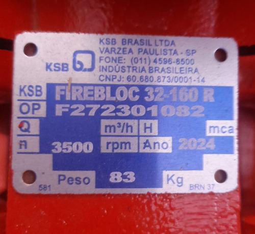Bomba Incêndio 10 Cv Ksb Firebloc 32-160 220/760v Trifásica