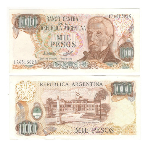 Billete Argentina 1000 Pesos (1981) Plaza De Mayo