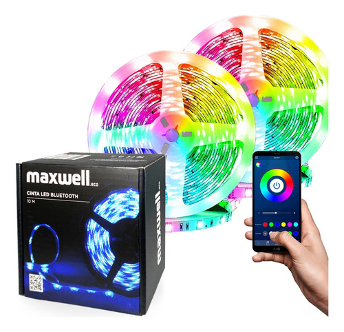 Tira Cinta Luces Led Rgb Bluetooth 10 Metros Total +conector Maxwell