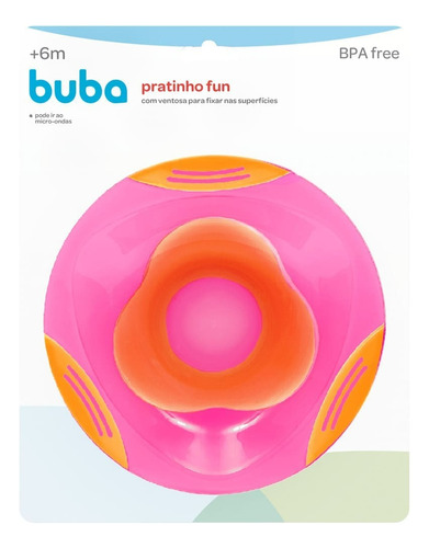 Pratinho Prato Fun Infantil Com Ventosa Buba Rosa