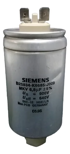 Capacitor Mkv 6,8uf 900v ±5% Siemens B25834-k6685-j009 Capacitor Mkv 6,8uf 900v ±5% Siemens B25834-k6685-j009