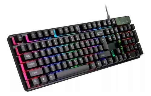 Teclado Gamer Landslides Kr-6300 Series Ingles Luz Rgb Usb Color Del Teclado Negro Idioma Inglés Us