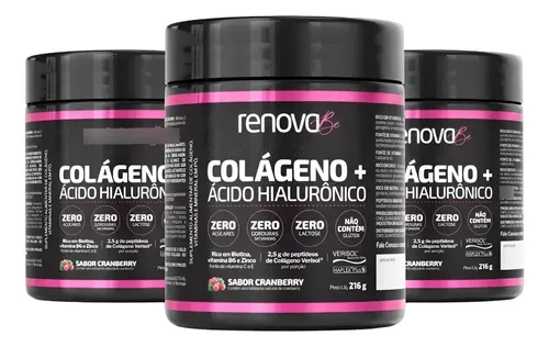 Kit 3 Colágenos Verisol + Ácido Hialurônico Renova Be
