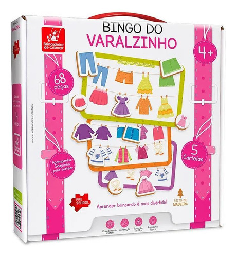 Jogo Bingo Do Varalzinho 68 Peças Brincadeira De Criança