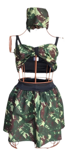 Fantasia Conjunto Exército Camuflado Feminino