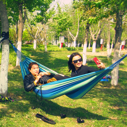 Hamaca Algodón Para Jardín Camping Cómoda De Tela Portátil