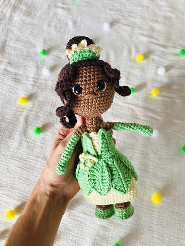 Tiana Amigurumi Muñeca Tejida La Princesa Y El Sapo Nadeem Verde