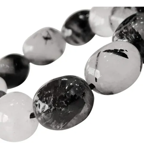 Pulsera Dce De Cuarzo Rutilado Negro Arrugado, Curación Fina