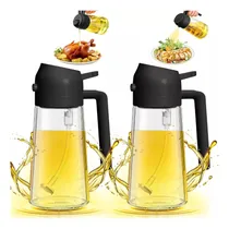 Comprar Aoli 2pzs X2 En 1 Pulverizador De Aceite Para Cocinar,botella Dispensadora De Aceite De Cocina Botella Pulverizadora De Aceite De Vidrio De 16 Oz 470ml Para Freidora De Aire,ensalada,freír,etc (negro)