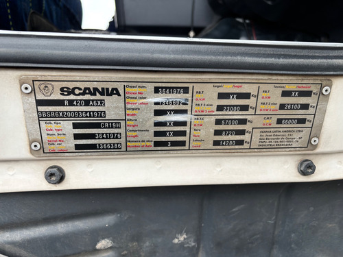 Scania R420 6x2 2009 Highline Motor Cabeçote Bicos Tudo C Nf