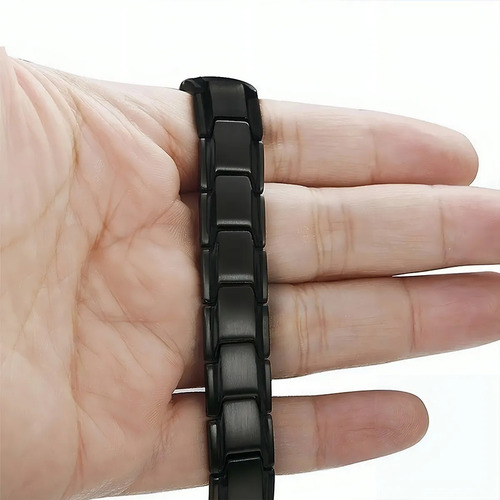 Pulsera Magnética, Pulsera De Moda Para Hombres Y Mujeres, Pulsera Para Parejas, Pulsera Terapia De Los Imán Color Negro Moda Diámetro 1.3 Cm Largo 19 Cm