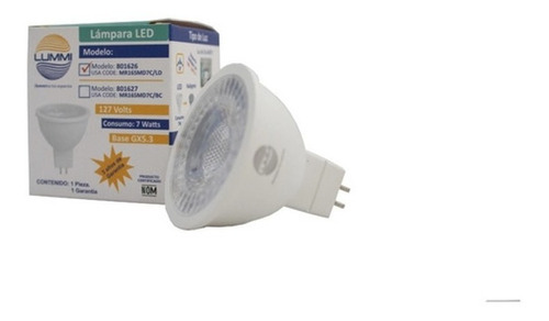 Foco Led Mr16 7w Smd Fría 6400k 500lm Gx5.3 Ip20 Lummi