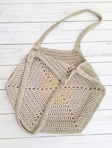 Bolso Hexagonal Tejido A Crochet En Hilo De Algodón
