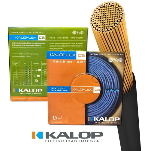 Imagen 3 de 10 de Cable Unipolar Kalop Normalizado Iram 1.5mm Flexible Cat.5