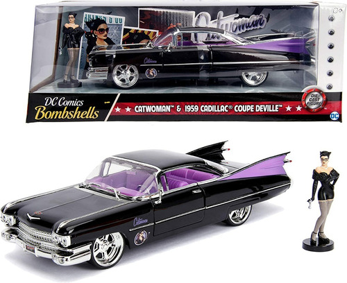 Auto Batichica Cadillac 1959 Jada 1/24 Con Figura Catwoman