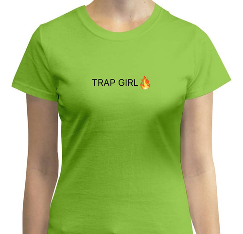 Playera Trap Girl Fire Color Lima Para Mujer