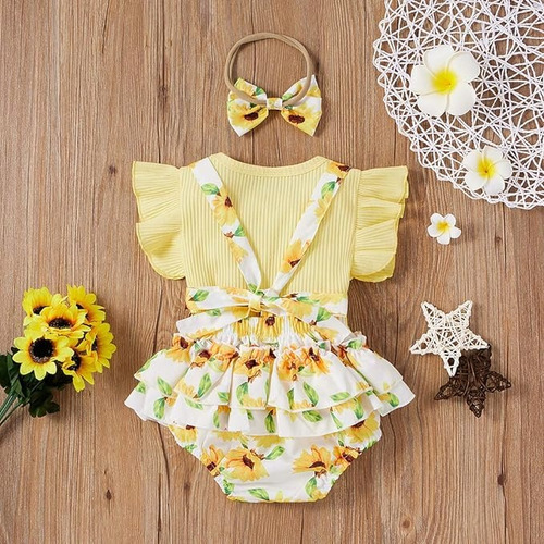 Conjunto De 3 Pz Para Bebé, Short Blusa Diadema
