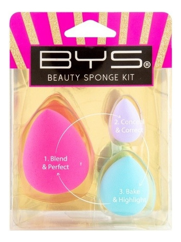 Esponja De Maquillaje Bys Cosmetics By016 Pack X 3 Unidades